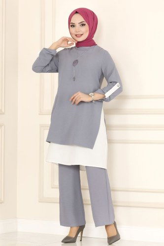 moda selvim PL8034 الفضي طقم - Thumbnail