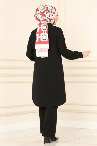 moda selvim PL8042 اسود طقم - Thumbnail