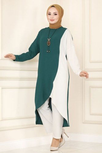 moda selvim Combine PL8043 Emerald&Ecru - Thumbnail