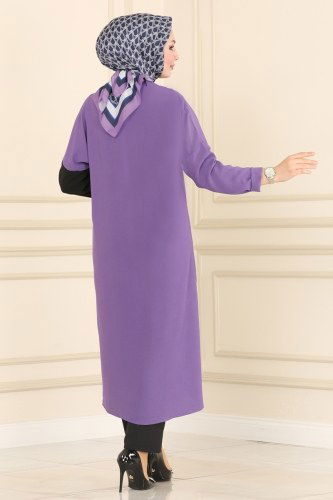 moda selvim Combine PL8043 Lilac&Black - Thumbnail