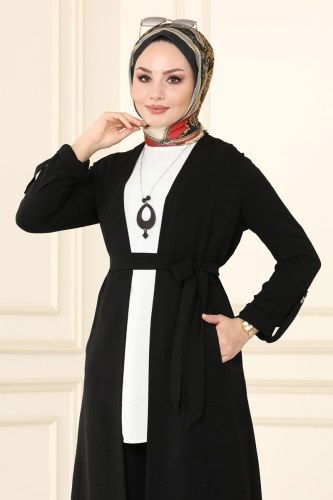 moda selvim PL8047 اسود طقم - Thumbnail