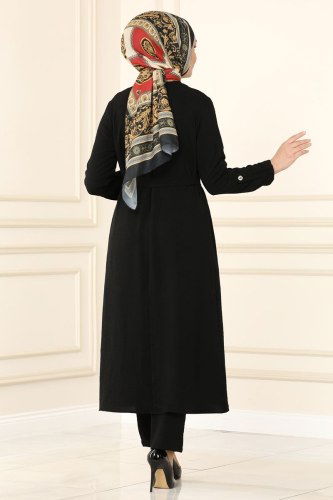 moda selvim PL8047 اسود طقم - Thumbnail