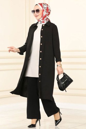 moda selvim PL8049 أسود طقم - Thumbnail