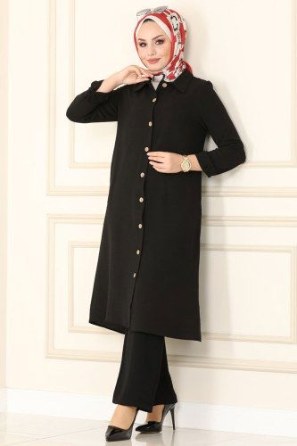 moda selvim PL8049 أسود طقم - Thumbnail