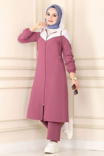 moda selvim Combine PL8050 Ecru&Dusty Rose - Thumbnail