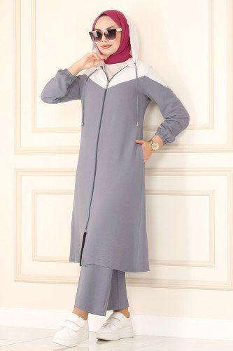 moda selvim Combine PL8050 Ecru&Grey - Thumbnail