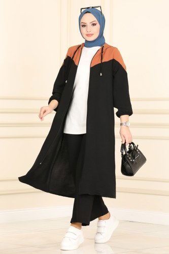 moda selvim Combine PL8050 Salmon&Black - Thumbnail