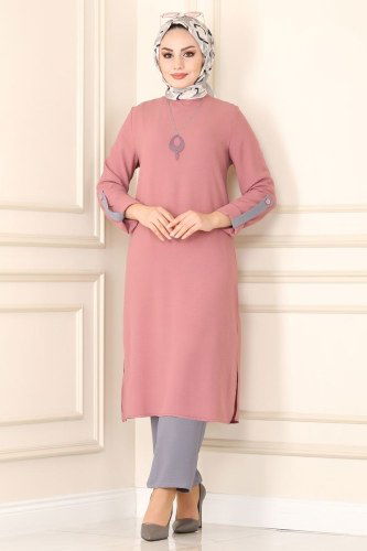 moda selvim PL8054 الزهري&الفضي طقم - Thumbnail