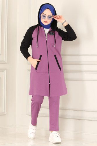 moda selvim Combine PL8060 Lilac&Black - Thumbnail