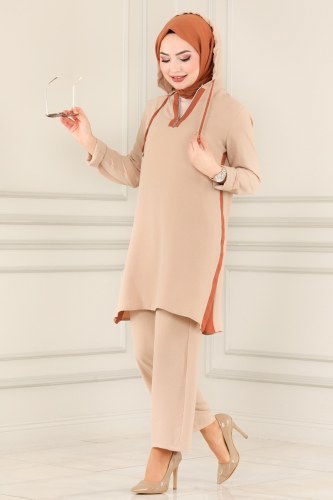 moda selvim PL8075 قمحي طقم - Thumbnail