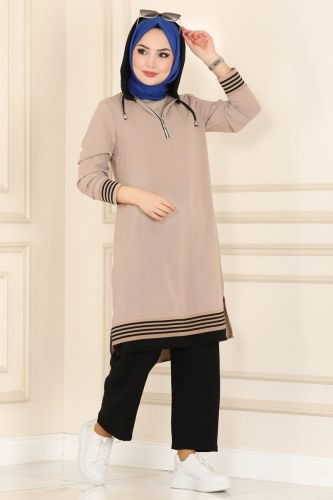 moda selvim PL8078 لون فيزيون مع أسود طقم - Thumbnail