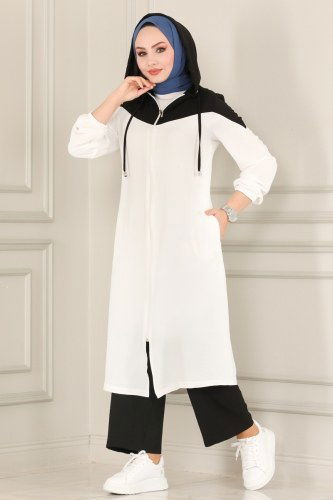 moda selvim PL8082 اسود وسكري طقم - Thumbnail