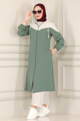 moda selvim Combine PL8082 Ecru&Mint - Thumbnail