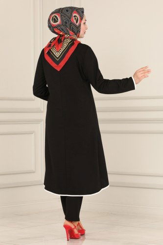 moda selvim PL9013 اسود طقم - Thumbnail