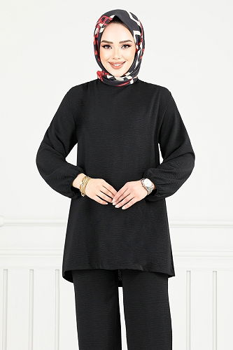 moda selvim طقم أسود 0010OZ1080-M - Thumbnail