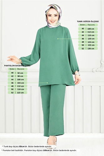 moda selvim طقم أخضر باهت 0010OZ1080-M - Thumbnail