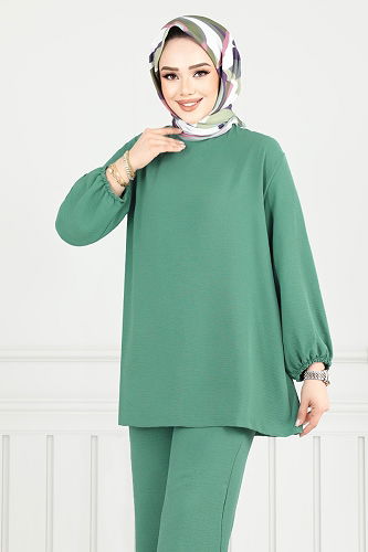 moda selvim طقم أخضر باهت 0010OZ1080-M - Thumbnail