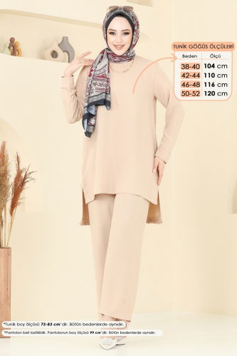 moda selvim طقم بيج 0047UZ662 - Thumbnail
