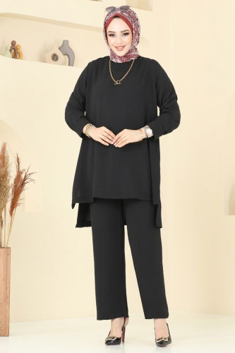moda selvim طقم أسود 0047UZ662 - Thumbnail