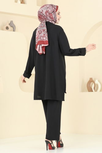 moda selvim طقم أسود 0047UZ662 - Thumbnail