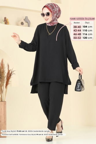 moda selvim طقم أسود 0047UZ662 - Thumbnail
