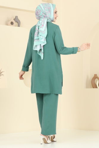 moda selvim طقم أخضر باهت 0047UZ662 - Thumbnail