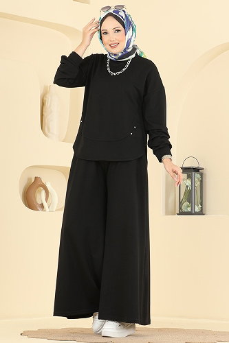 moda selvim طقم أسود 005NZA1199 - Thumbnail