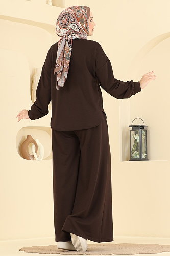 moda selvim طقم بني 005NZA1199 - Thumbnail