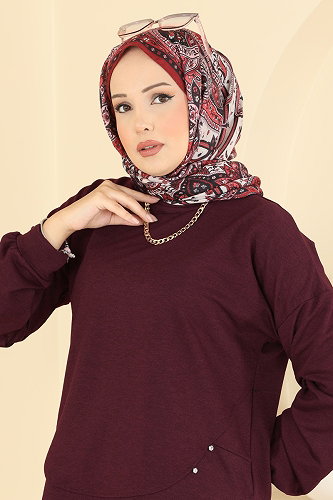 moda selvim Combined 005NZA1199 Burgundy - Thumbnail