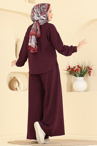 moda selvim Combined 005NZA1199 Burgundy - Thumbnail