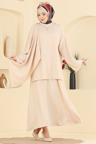 moda selvim طقم كريمي 005ZMRK1203 - Thumbnail
