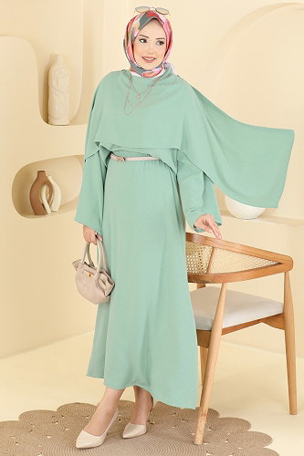 moda selvim طقم أخضر باهت 005ZMRK1203 - Thumbnail