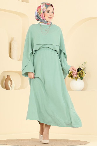 moda selvim طقم أخضر باهت 005ZMRK1203 - Thumbnail