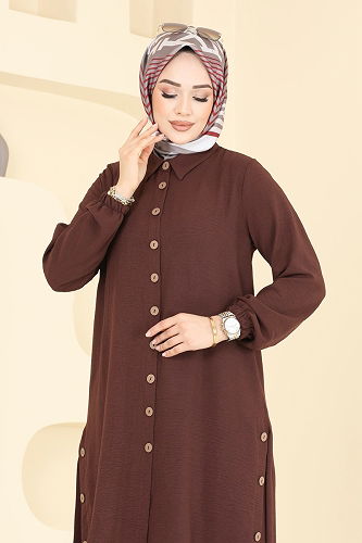 moda selvim طقم بني 007MR1078 - Thumbnail