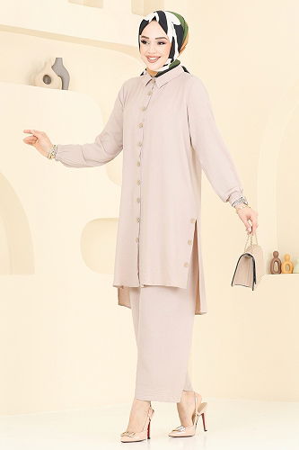 moda selvim طقم بيج 007MR1078 - Thumbnail