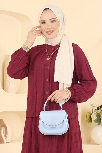 moda selvim طقم خمري 009ZMRK1203 - Thumbnail