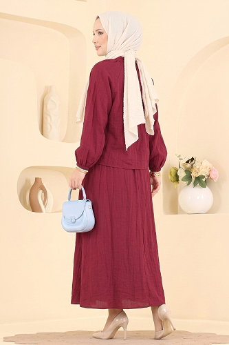 moda selvim طقم خمري 009ZMRK1203 - Thumbnail
