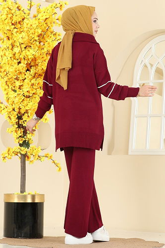 moda selvim طقم خمري 01050BRZ597 - Thumbnail