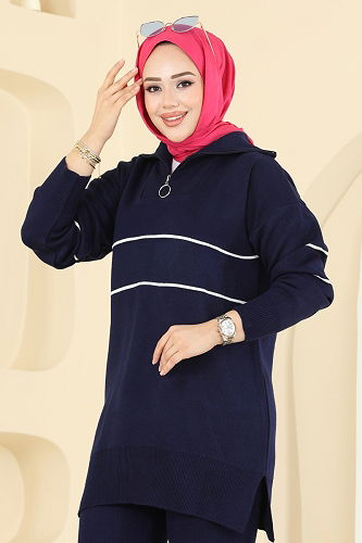 moda selvim طقم كحلي 01050BRZ597 - Thumbnail