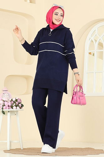 moda selvim طقم كحلي 01050BRZ597 - Thumbnail