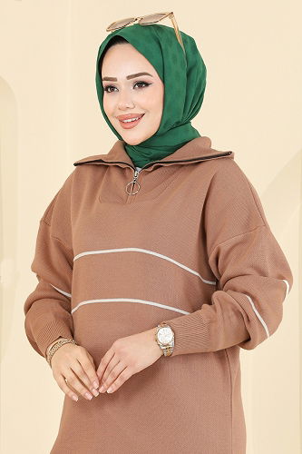 moda selvim طقم بيج 01050BRZ597 - Thumbnail