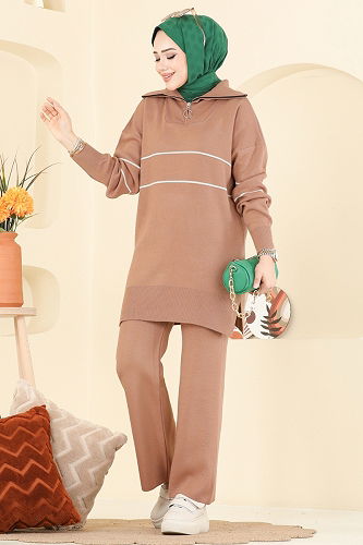 moda selvim طقم بيج 01050BRZ597 - Thumbnail