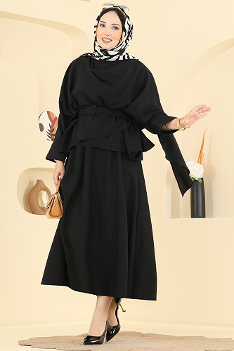 moda selvim طقم أسود 011ZMRK1203 - Thumbnail