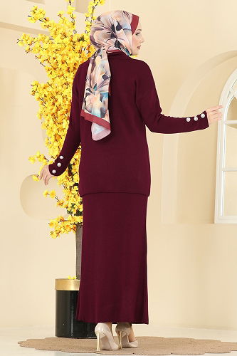 moda selvim Combined 01213MT581 Burgundy - Thumbnail