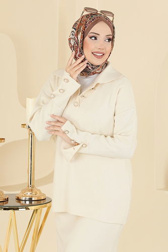 moda selvim طقم بيج 01213MT581 - Thumbnail