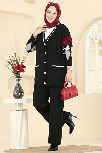 moda selvim طقم أسود 01318MT581 - Thumbnail