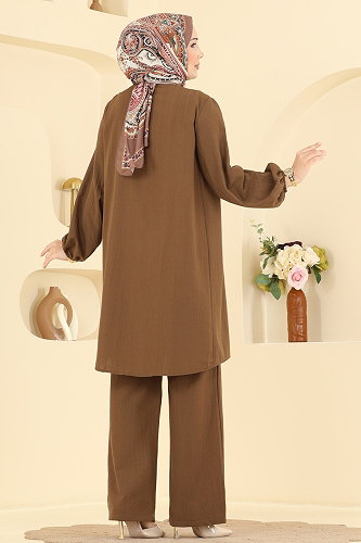moda selvim طقم بني 013ZMRK1203 - Thumbnail