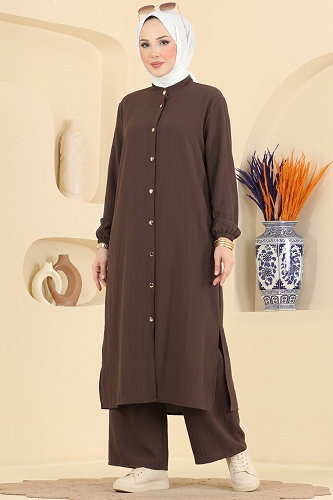 moda selvim طقم بني 014ZMRK1203 - Thumbnail