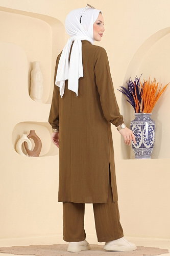 moda selvim طقم بني فاتح 014ZMRK1203 - Thumbnail