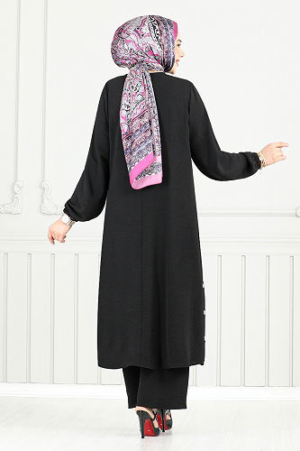 moda selvim طقم أسود 015MR1077-M - Thumbnail